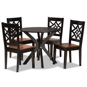 Baxton Studio Miela Brown and Walnut Brown Finished Wood 5-Piece Dining Set