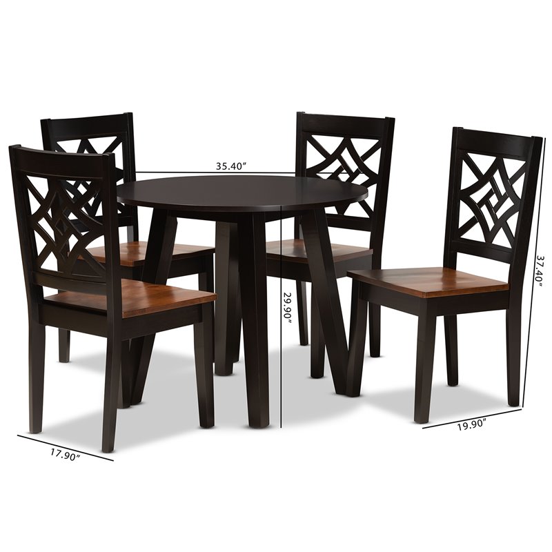 Baxton Studio Rava Brown and Brown Finished Wood 5-Piece Dining Set