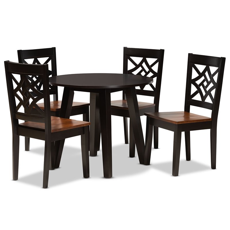 Baxton Studio Rava Brown and Brown Finished Wood 5-Piece Dining Set