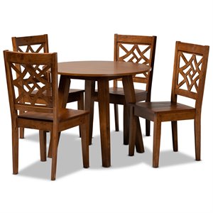 Baxton Studio Rava Walnut Brown Finished Wood 5-Piece Dining Set
