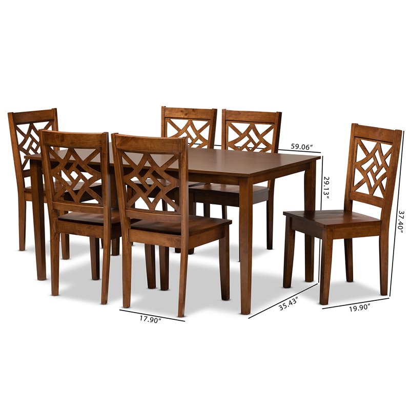 Baxton Studio Nicolette Brown Finished Wood 7-Piece Dining Set