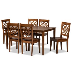 Baxton Studio Nicolette Brown Finished Wood 7-Piece Dining Set