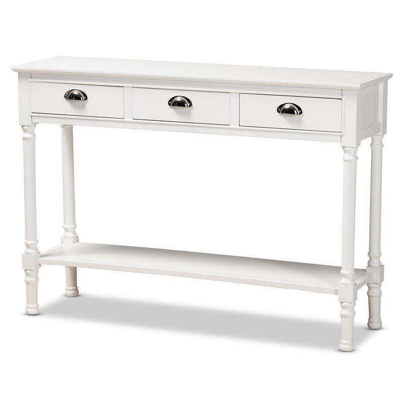 Baxton Studio Garvey  White Finished Wood 3-Drawer Entryway Console Table