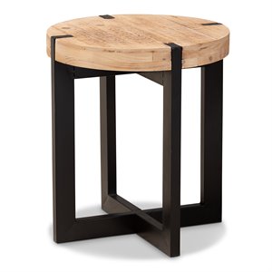 baxton studio horace brown finished wood and black finished metal end table