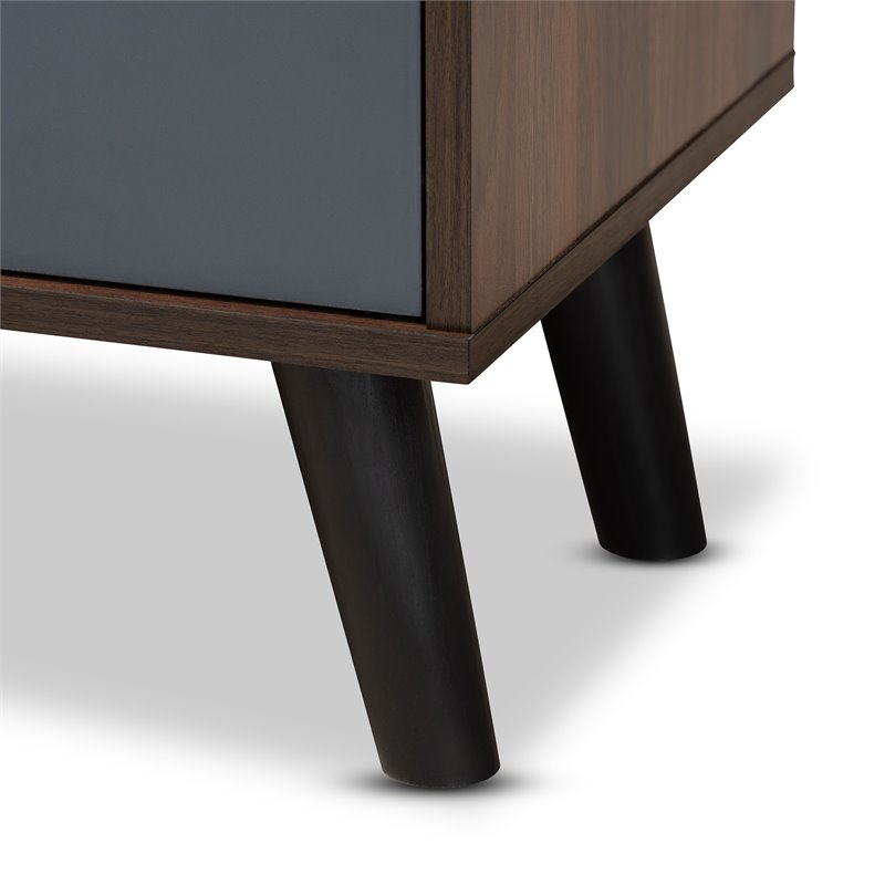 Baxton Studio Clapton Multi-Tone Grey and Walnut Brown Finished Wood TV Stand