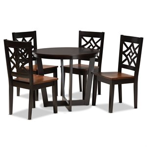 Baxton Studio Brava Brown and Brown Finished Wood 5-Piece Dining Set