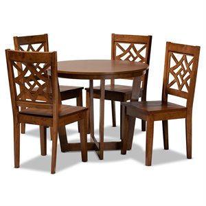 Baxton Studio Brava Walnut Brown Finished Wood 5-Piece Dining Set