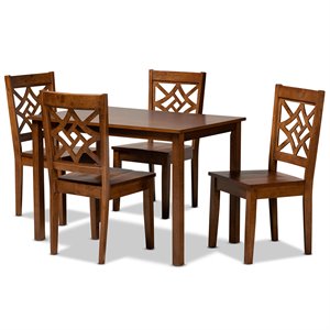Baxton Studio Nicolette Walnut Brown Finished Wood 5-Piece Dining Set