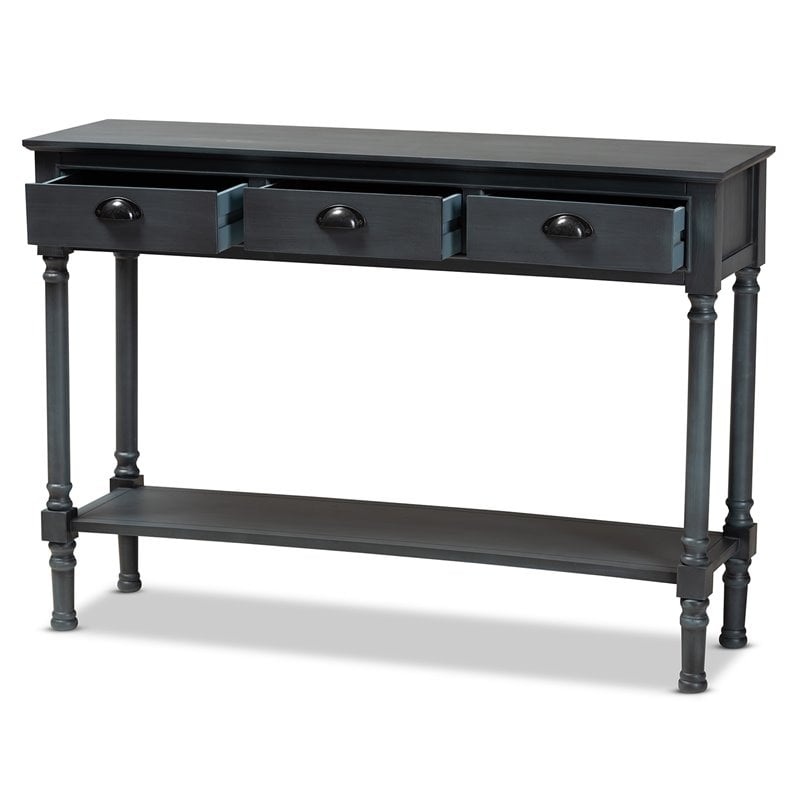 Baxton Studio Garvey  Grey Finished Wood 3-Drawer Entryway Console Table