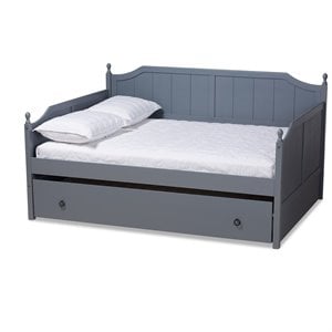 baxton studio millie cottage grey finished wood full size daybed with trundle