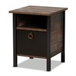 Baxton Studio Vaughan Two-Tone Rustic Brown and Black Finished Wood Nightstand