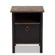 Baxton Studio Vaughan Two-Tone Rustic Brown and Black Finished Wood Nightstand
