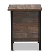 Baxton Studio Vaughan Two-Tone Rustic Brown and Black Finished Wood Nightstand