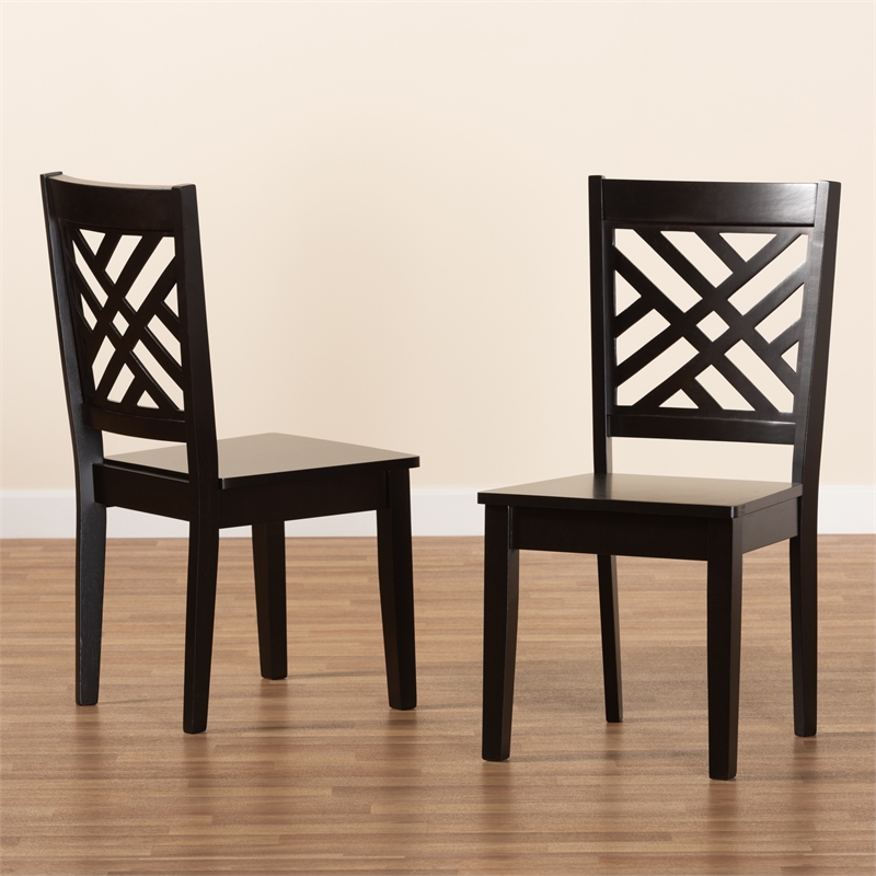 Baxton Studio Caron Brown Finished Wood 2-Piece Dining Chair Set