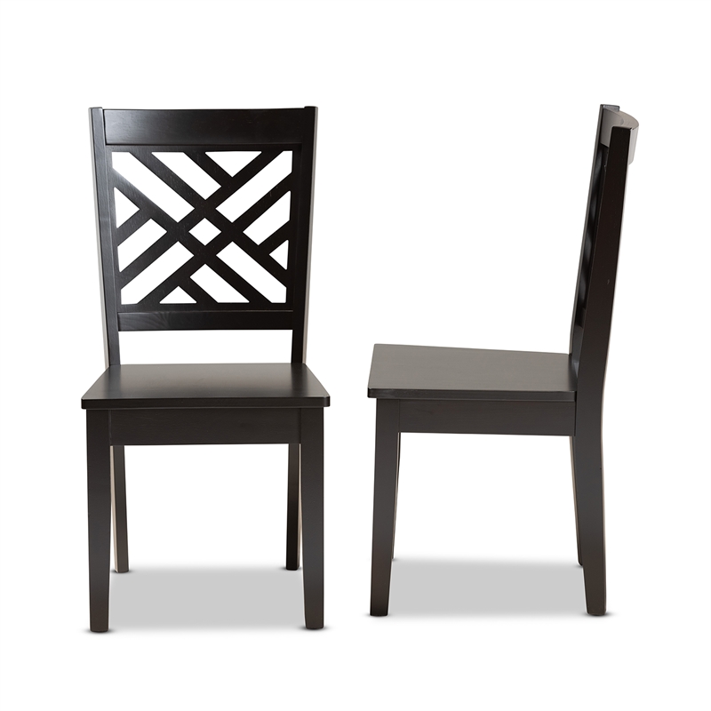 Baxton Studio Caron Brown Finished Wood 2-Piece Dining Chair Set