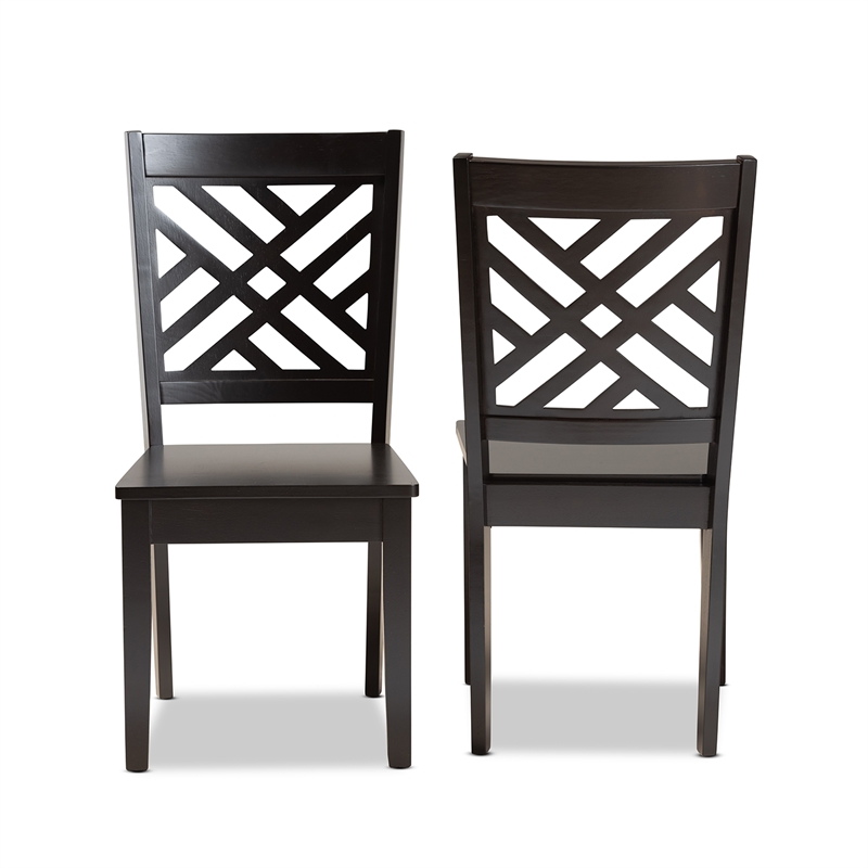 Baxton Studio Caron Brown Finished Wood 2-Piece Dining Chair Set