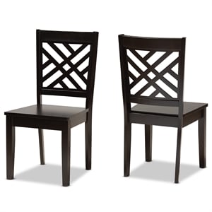 Baxton Studio Caron Brown Finished Wood 2-Piece Dining Chair Set