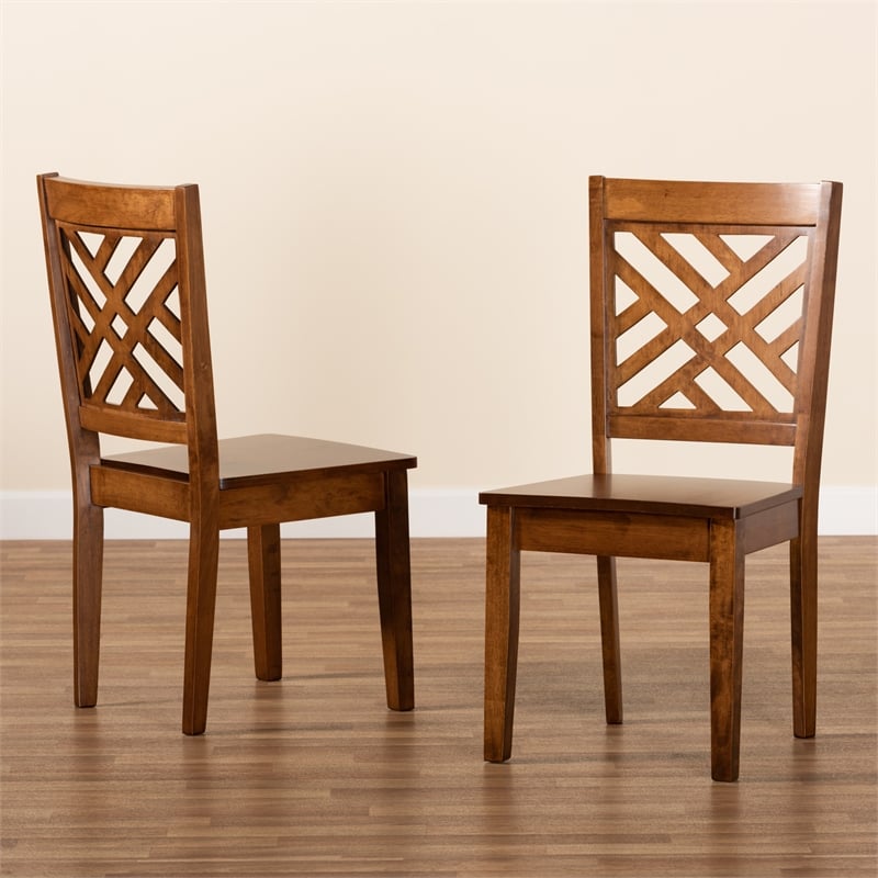 Baxton Studio Caron Walnut Brown Finished Wood 2-Piece Dining Chair Set