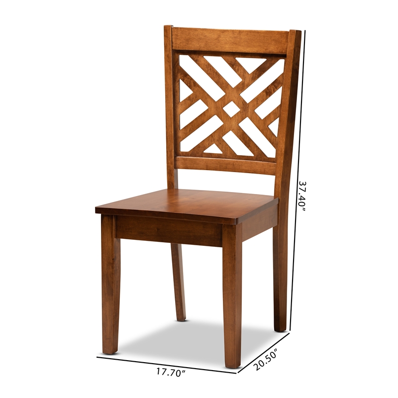 Baxton Studio Caron Walnut Brown Finished Wood 2-Piece Dining Chair Set