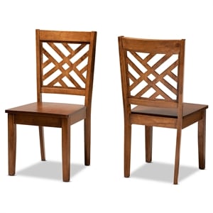 Baxton Studio Caron Walnut Brown Finished Wood 2-Piece Dining Chair Set