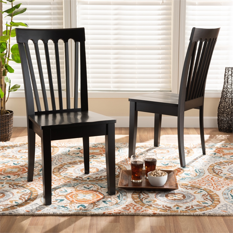 Baxton Studio Minette Brown Finished Wood 2-Piece Dining Chair Set