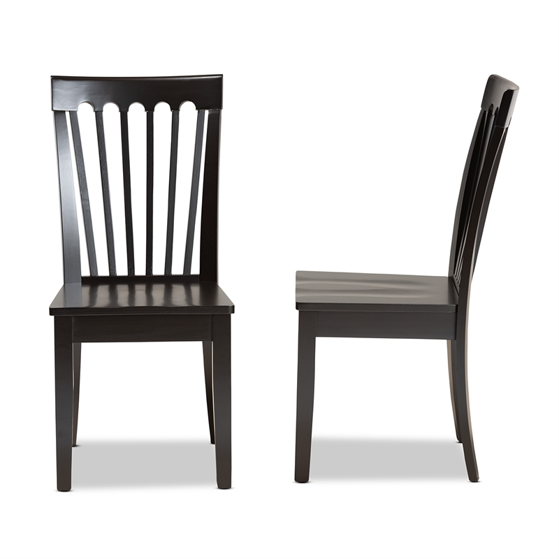 Baxton Studio Minette Brown Finished Wood 2-Piece Dining Chair Set