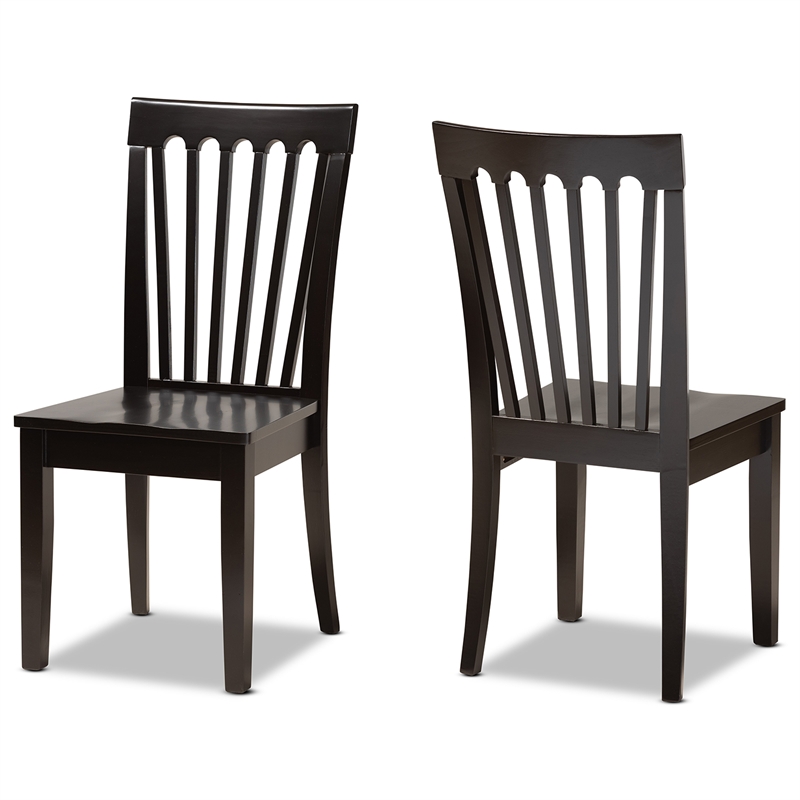 Baxton Studio Minette Brown Finished Wood 2-Piece Dining Chair Set
