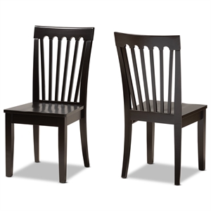 baxton studio minette brown finished wood 2-piece dining chair set