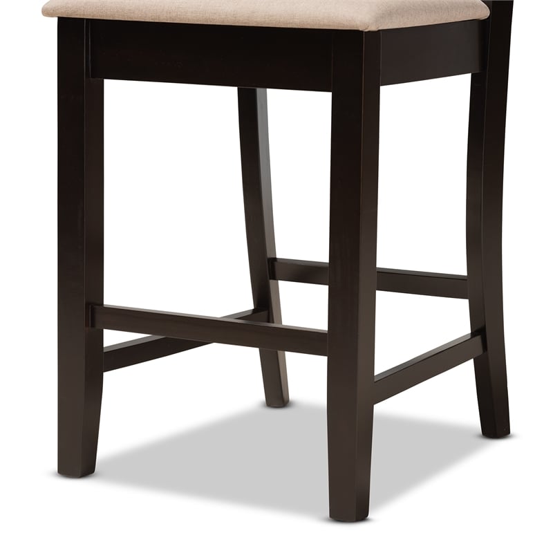 Baxton Studio Fenton Brown Finished Wood 2-Piece Counter Stool Set