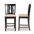 Baxton Studio Fenton Brown Finished Wood 2-Piece Counter Stool Set