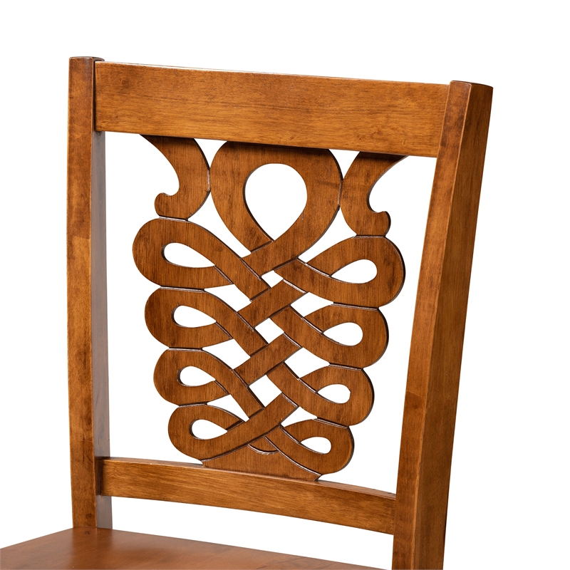 Baxton Studio Gervais Walnut Brown Finished Wood 2-Piece Counter Stool Set