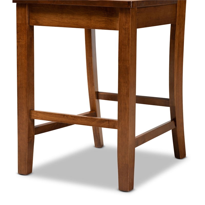 Baxton Studio Gervais Walnut Brown Finished Wood 2-Piece Counter Stool Set