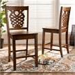 Baxton Studio Gervais Walnut Brown Finished Wood 2-Piece Counter Stool Set