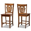 Baxton Studio Gervais Walnut Brown Finished Wood 2-Piece Counter Stool Set