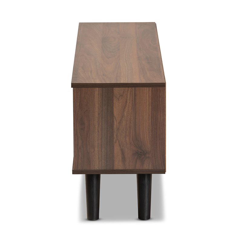 Baxton Studio Mallory Two-Tone Walnut Brown and Grey Finished Wood TV Stand