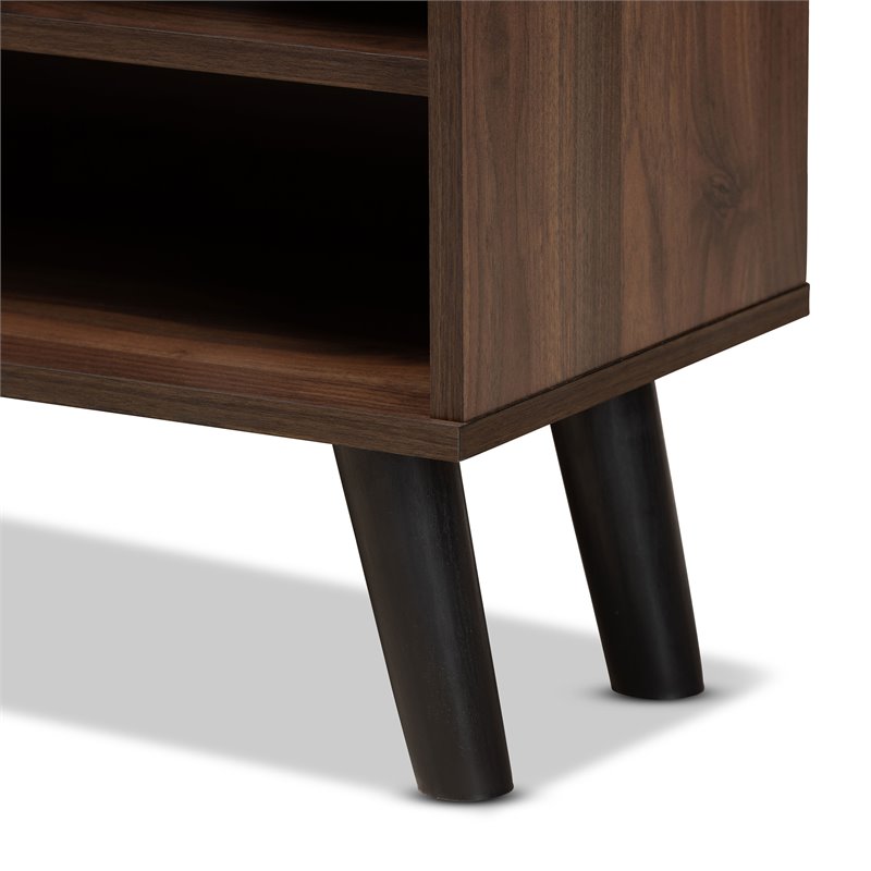 Baxton Studio Mallory Two-Tone Walnut Brown and Grey Finished Wood TV Stand