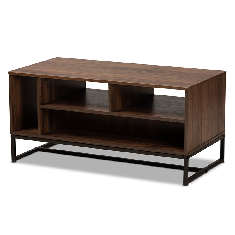 Baxton Studio Flannery Walnut Brown and Black Coffee Table