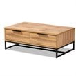Baxton Studio Franklin Oak Brownand Black 2-Drawer Coffee Table