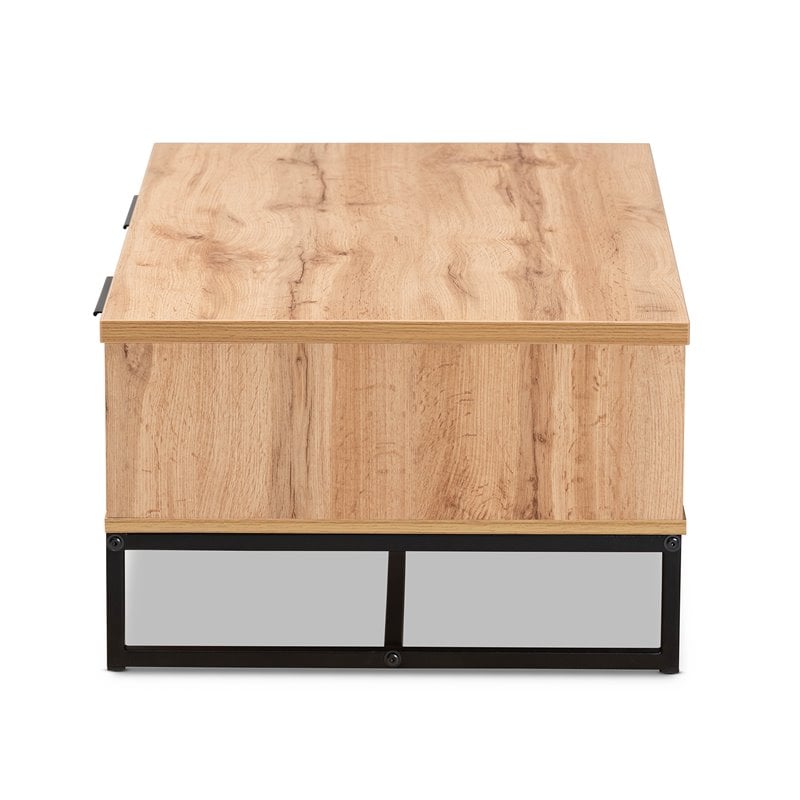 Baxton Studio Franklin Oak Brownand Black 2-Drawer Coffee Table