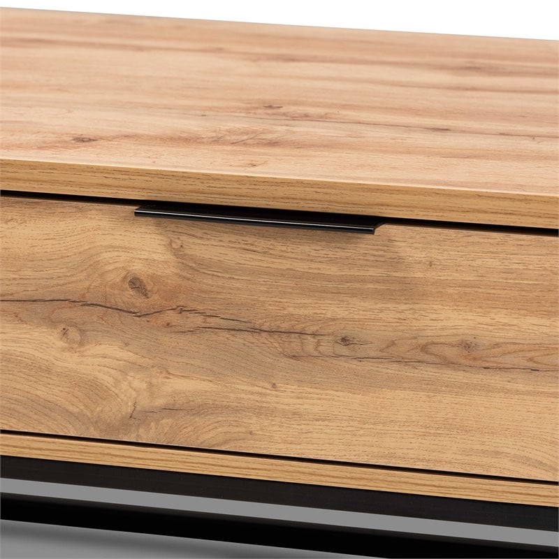 Baxton Studio Franklin Oak Brownand Black 2-Drawer Coffee Table