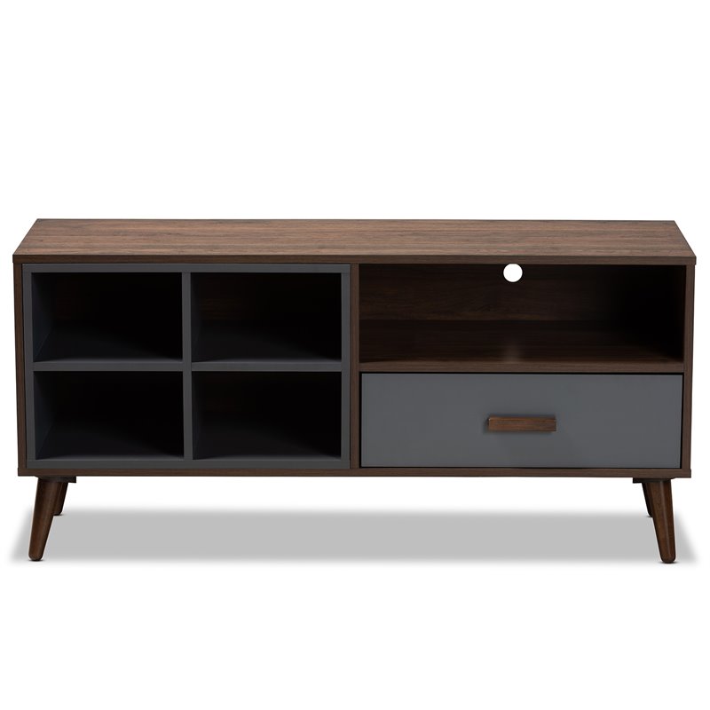 Baxton Studio Garrick Walnut Brown Finished Wood 1-Drawer TV Stand