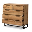 Baxton Studio Franklin 5-Drawer Engineered Wood Bedroom Chest in Oak Brown/Black