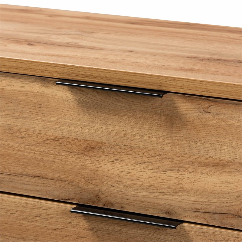 Baxton Studio Franklin 5-Drawer Engineered Wood Bedroom Chest in Oak Brown/Black