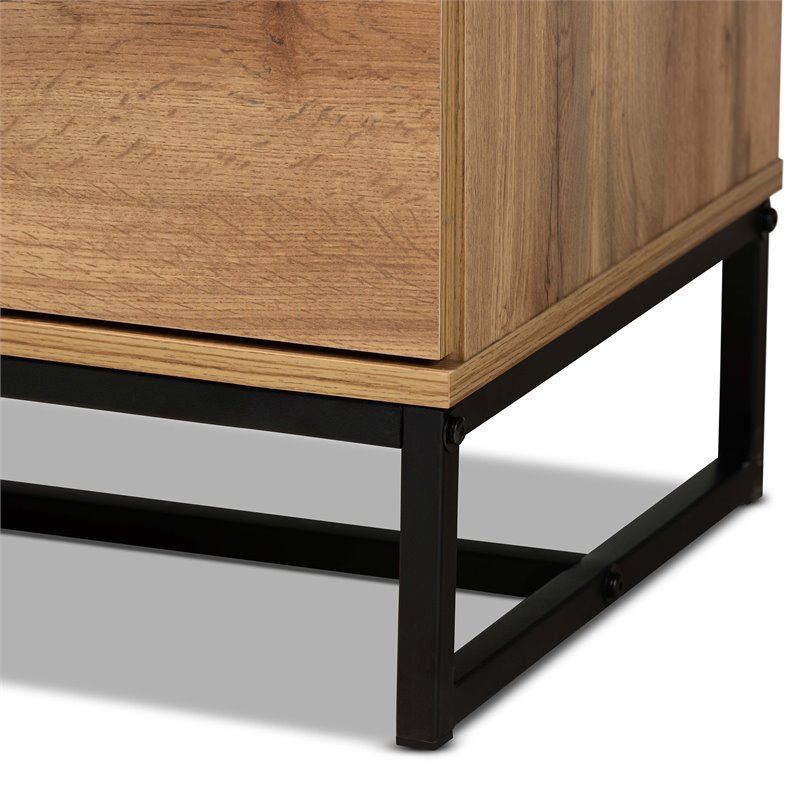 Baxton Studio Franklin 5-Drawer Engineered Wood Bedroom Chest in Oak Brown/Black