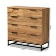 Baxton Studio Franklin 5-Drawer Engineered Wood Bedroom Chest in Oak Brown/Black