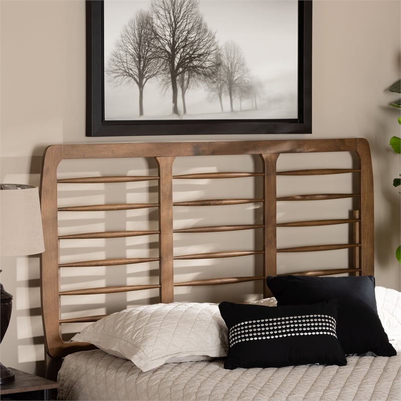 Baxton Studio Carolyn Modern Ash Walnut Finished Wood Full Size Headboard