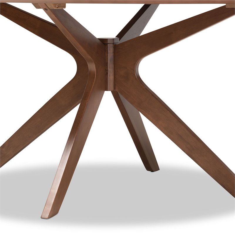 Baxton Studio Monte Modern Walnut Brown Finished Wood 71-Inch Oval Dining Table