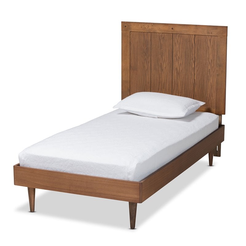 Baxton Studio Nicola Ash Walnut Finished Wood Twin Size Platform Bed