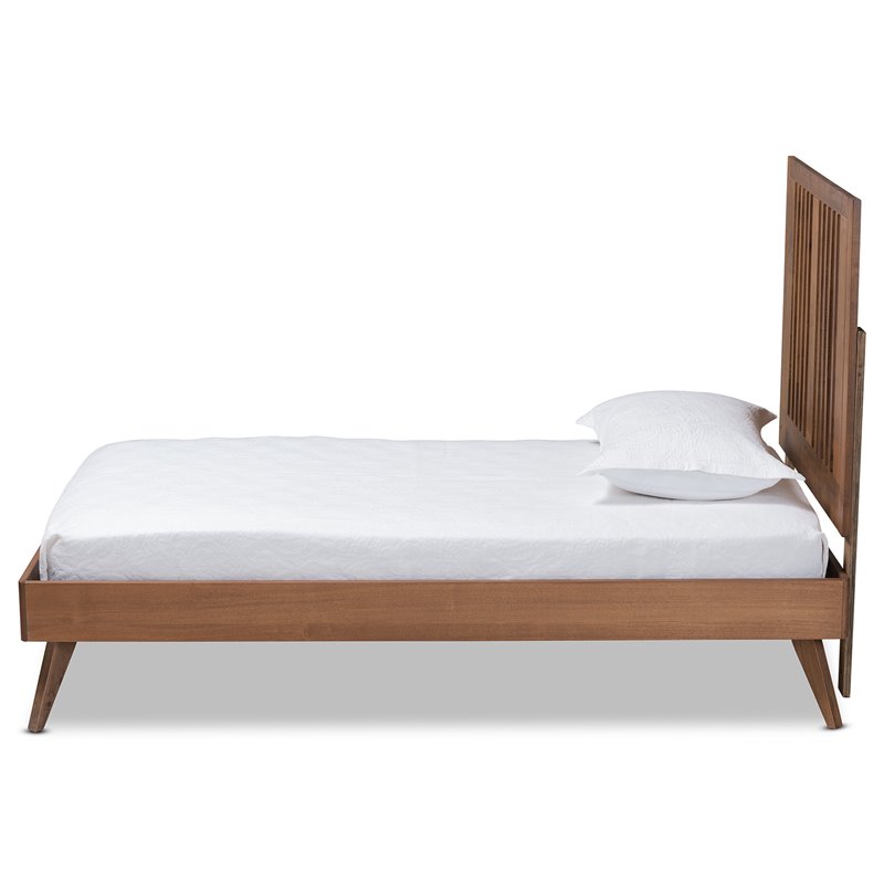 Baxton Studio Takeo Transitional Ash Walnut Finished Wood Twin Size Platform Bed