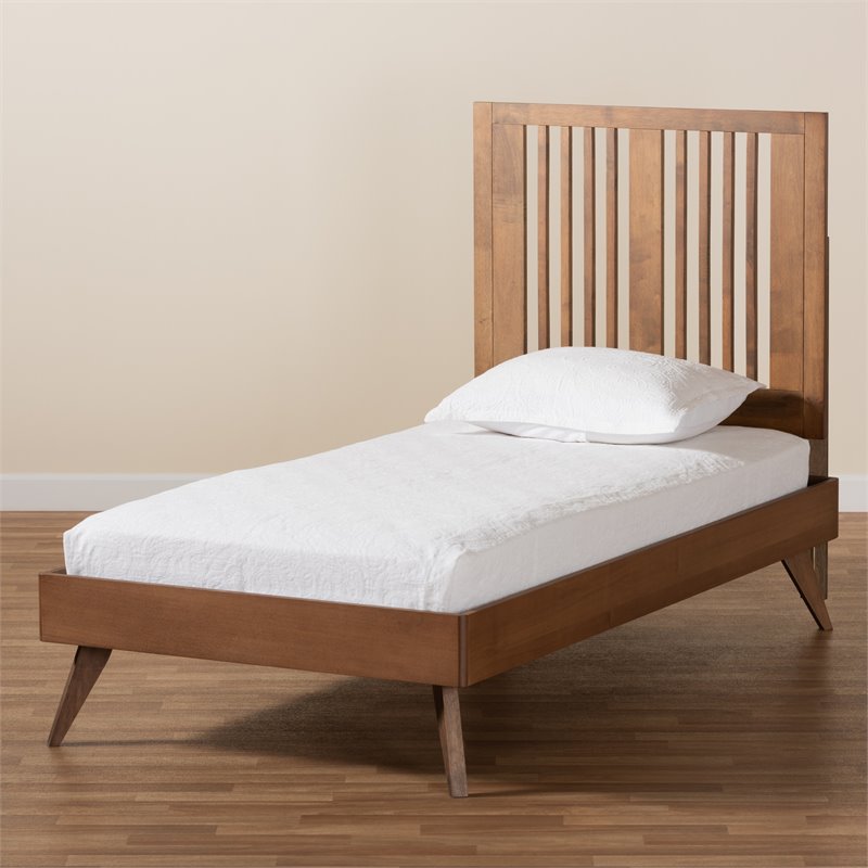 Baxton Studio Takeo Transitional Ash Walnut Finished Wood Twin Size Platform Bed